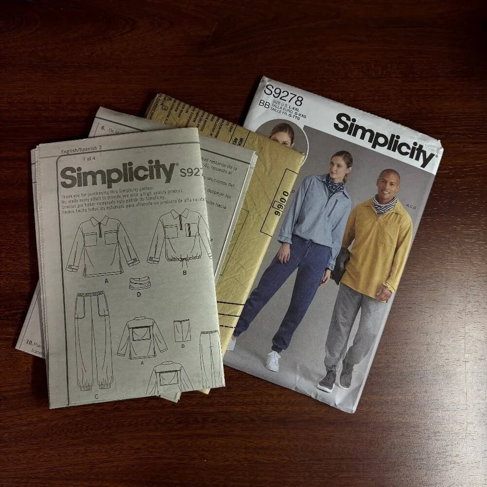 Simplicity Pattern S9278 BB for Unisex Tops, Pants, & Neckpiece